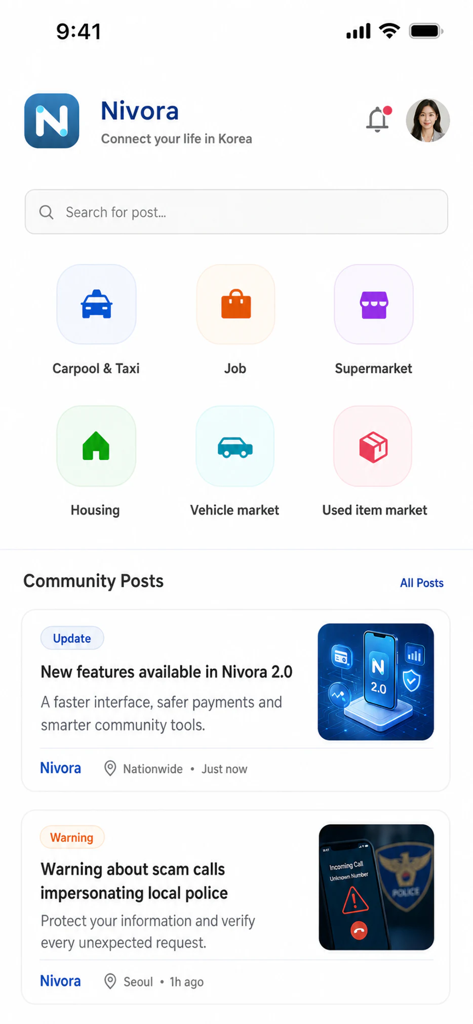 Giao diện app Nivora Connect góc phải
