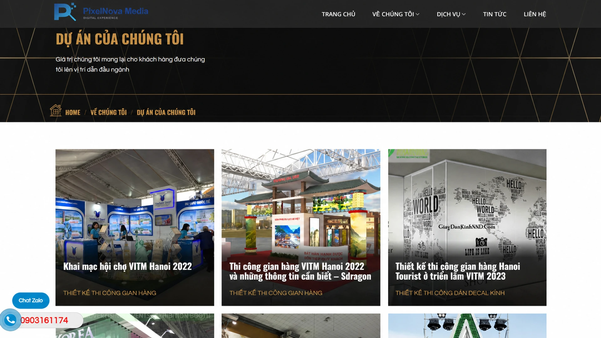 Giao diện website dự án mẫu 1 - Thiết kế bởi SoftBuild
