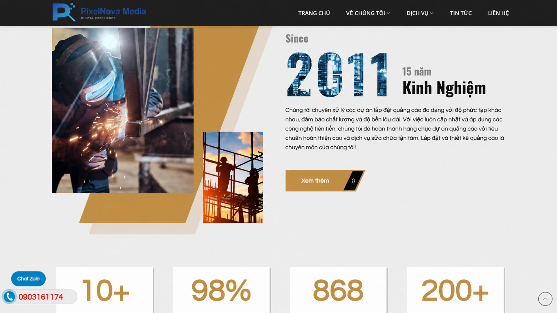 Giao diện website dự án mẫu 2 - Thiết kế bởi SoftBuild