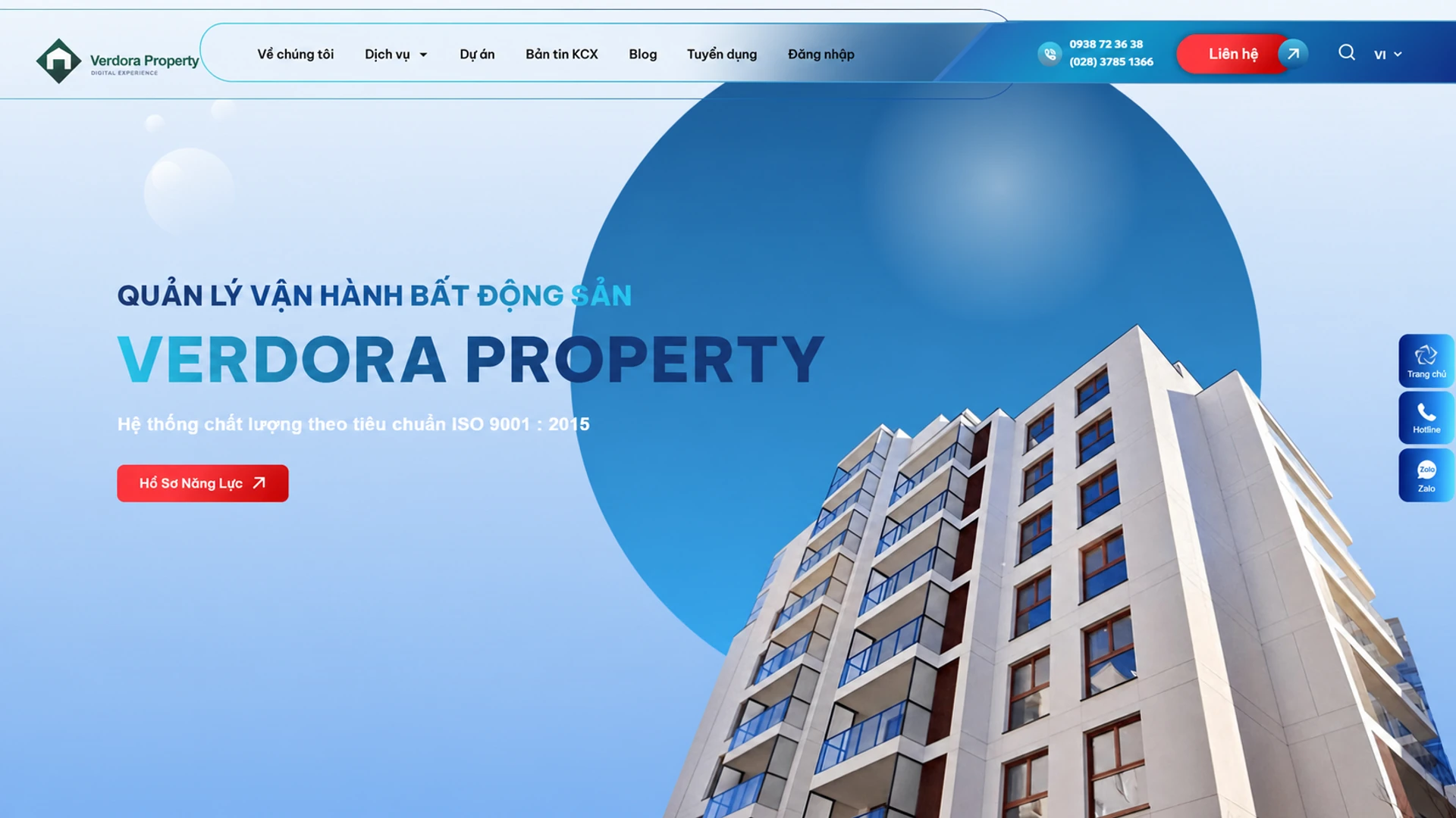 Giao diện website dự án mẫu 1 - Thiết kế bởi SoftBuild