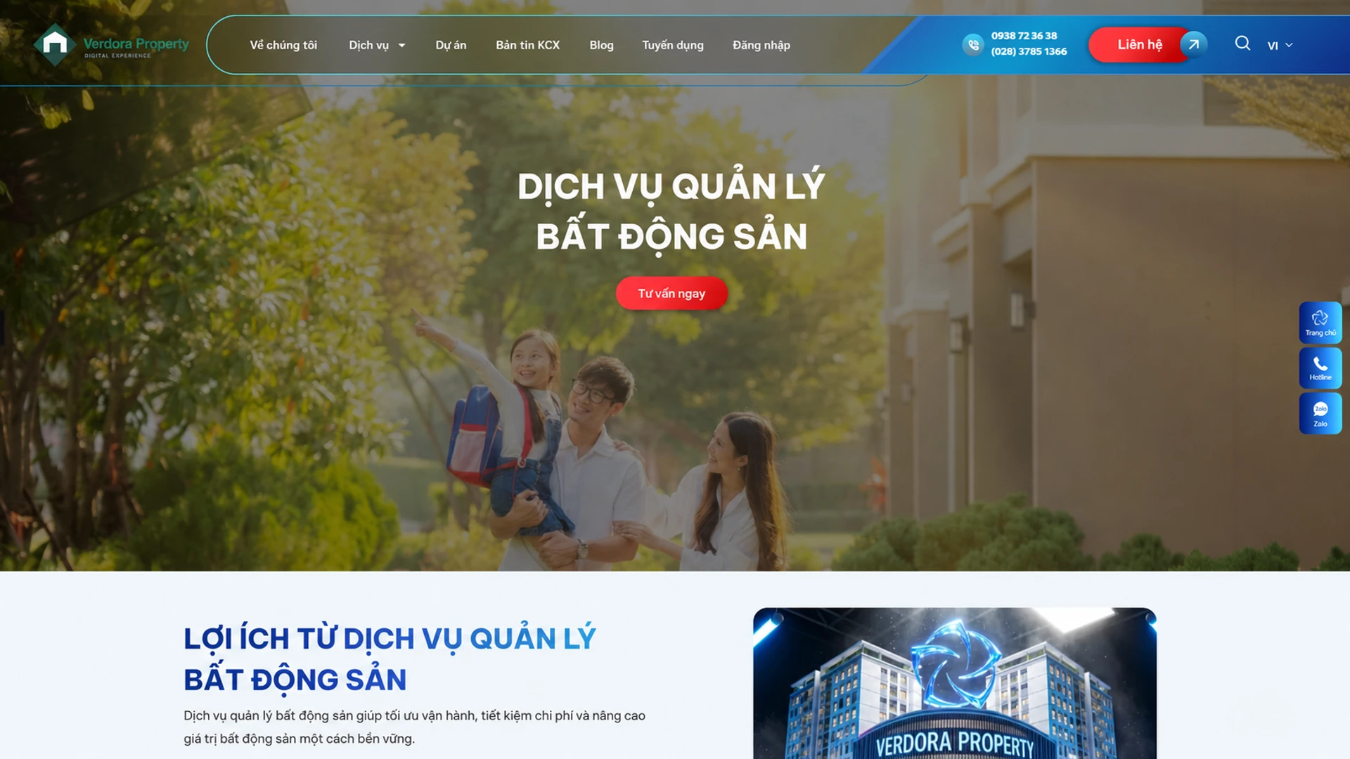 Giao diện website dự án mẫu 4 - Thiết kế bởi SoftBuild